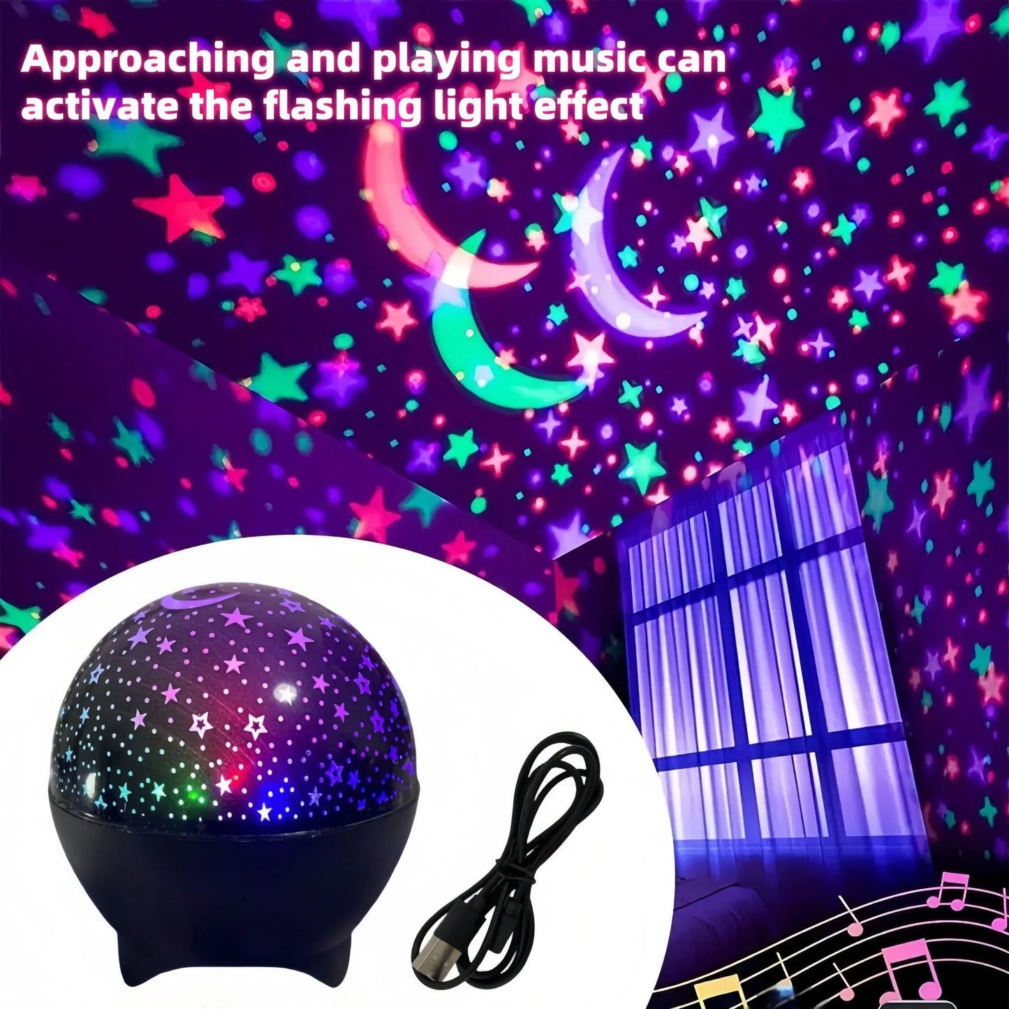 RGB Starry Moon Galaxy Projection Lamp | Kids Room Decor