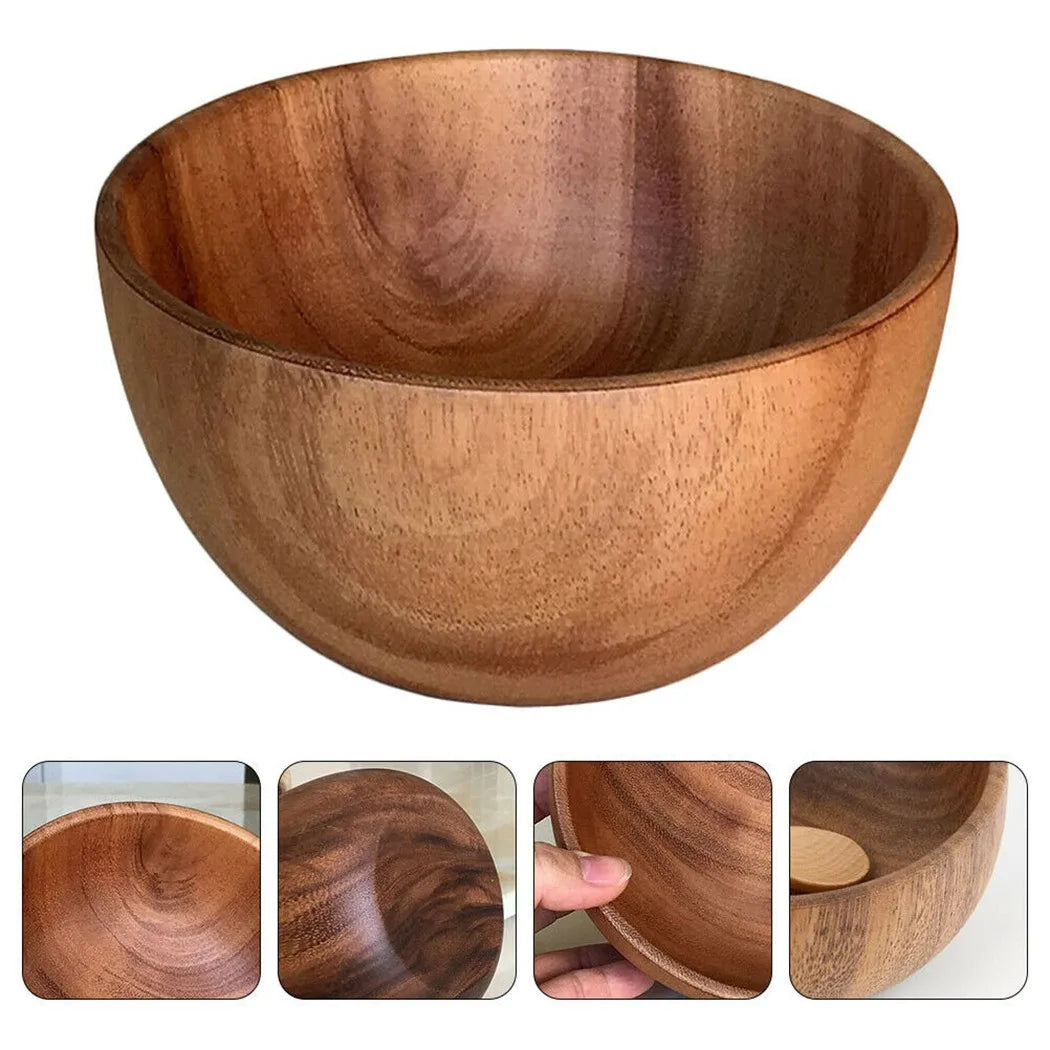 Japanese Style Acacia Wooden Bowl | Elegant Dining Essential