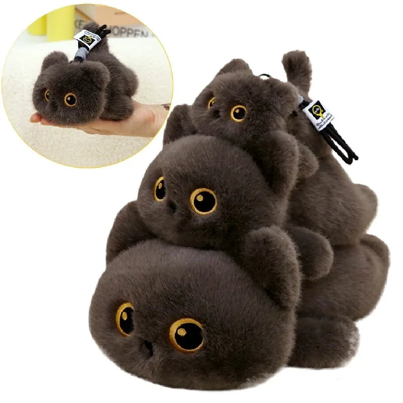Cute Plush Black Cat Keychain | Adorable Stuffed Doll Gift