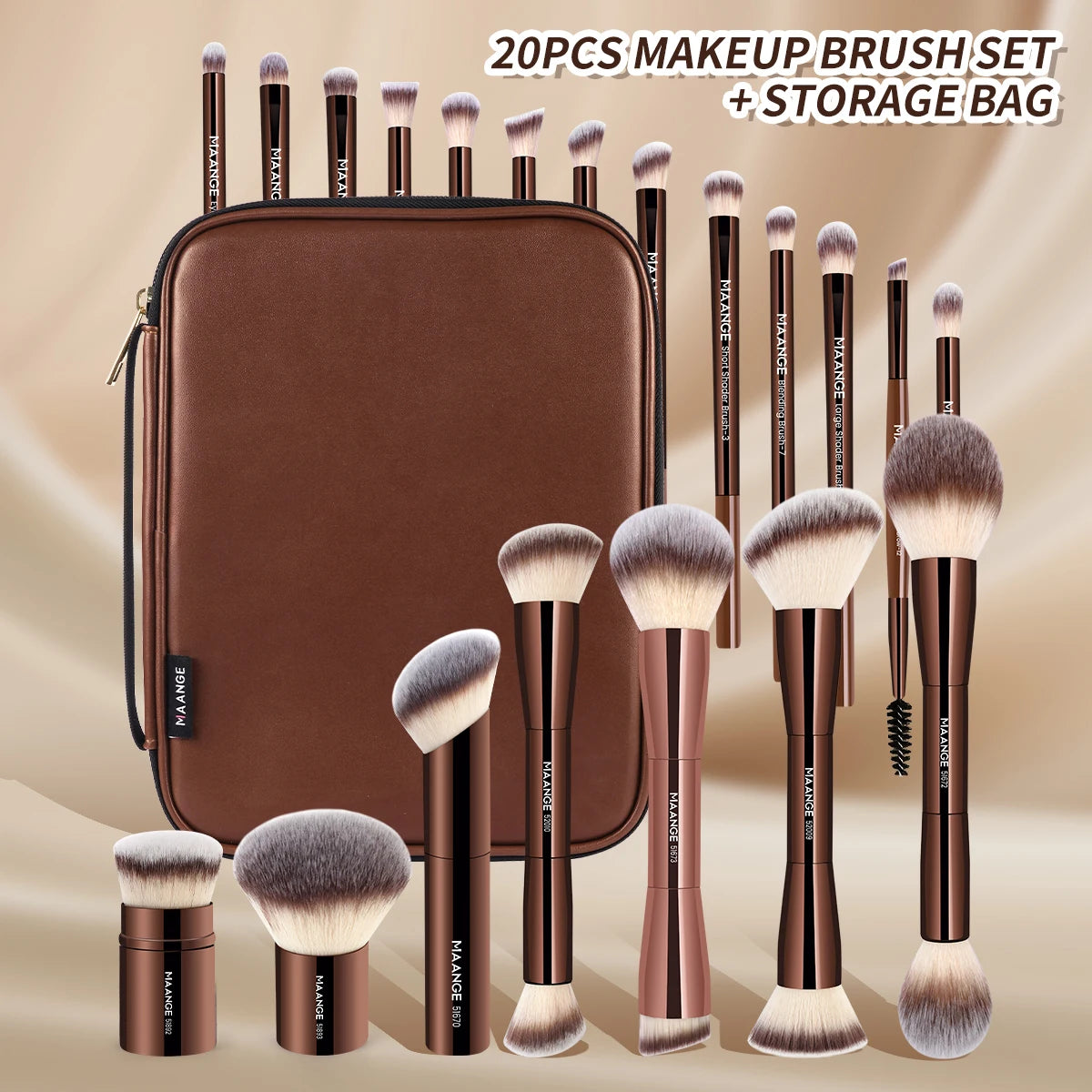 20pcs Professional Makeup Brush Set with Storage Bag | Essential Beauty Tools