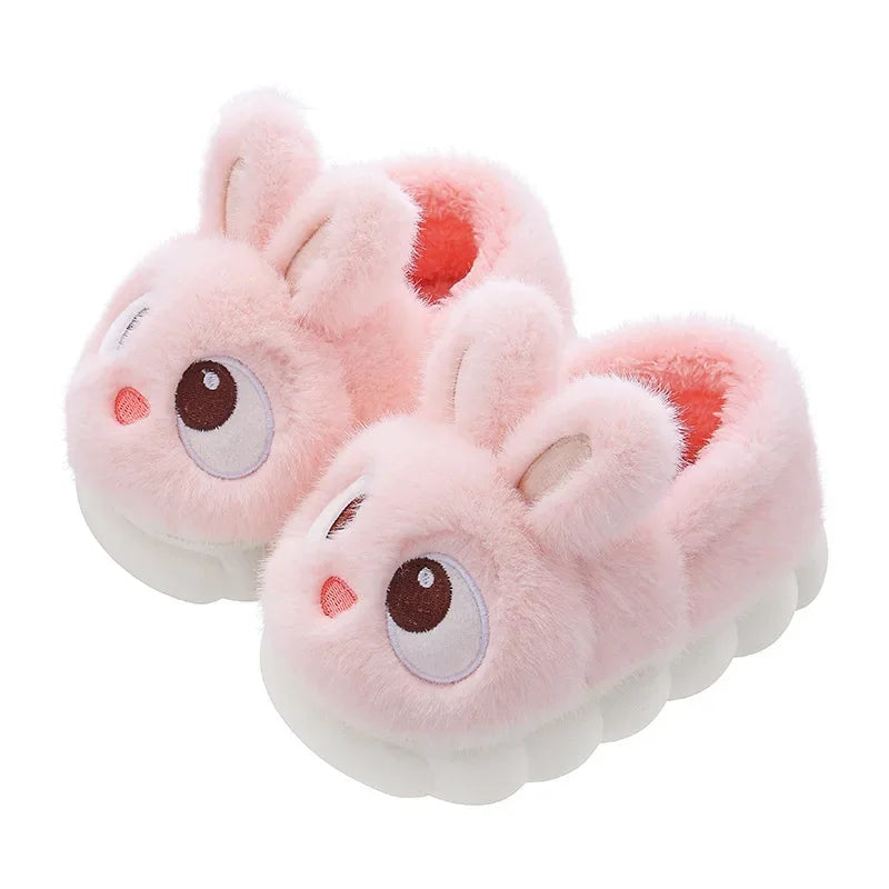 Children's Winter Cotton Slippers | Warm Rabbit Ear Indoor Shoes