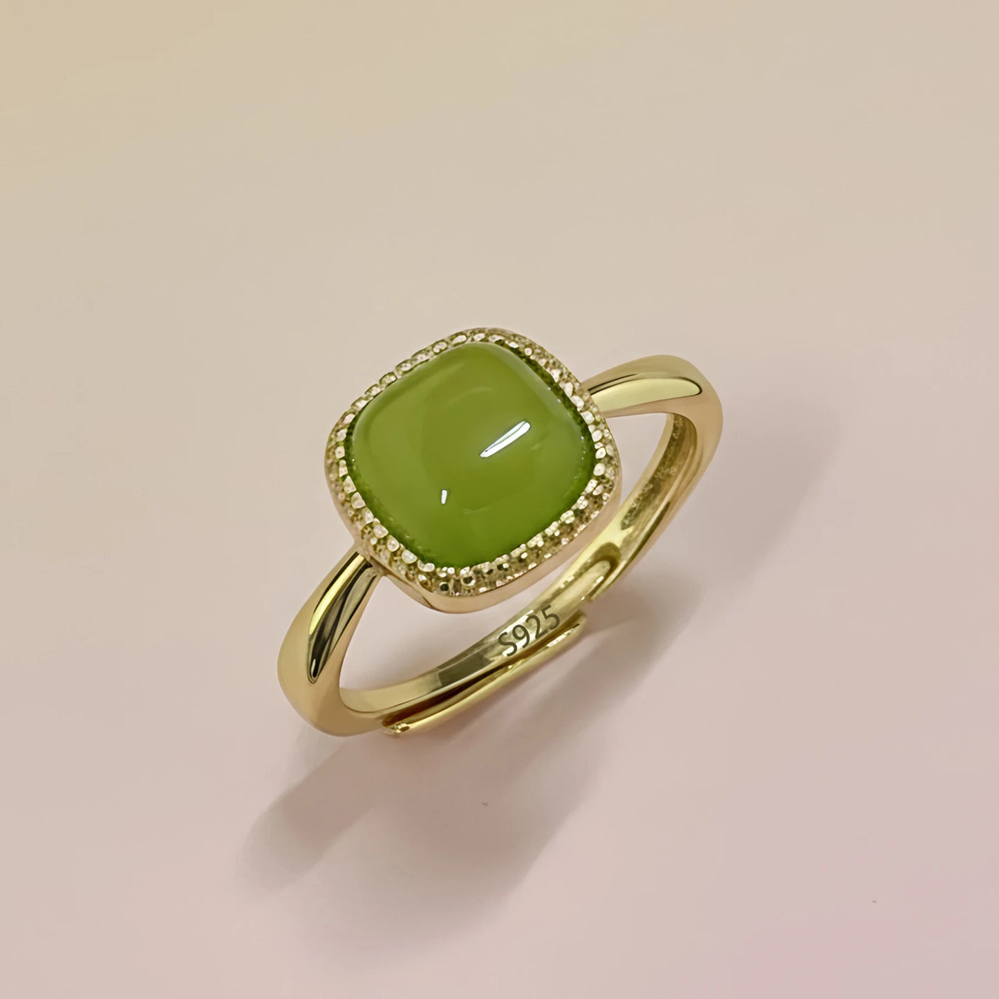 Adjustable Geometric Jade Ring for Women | Vintage Jewelry Gift