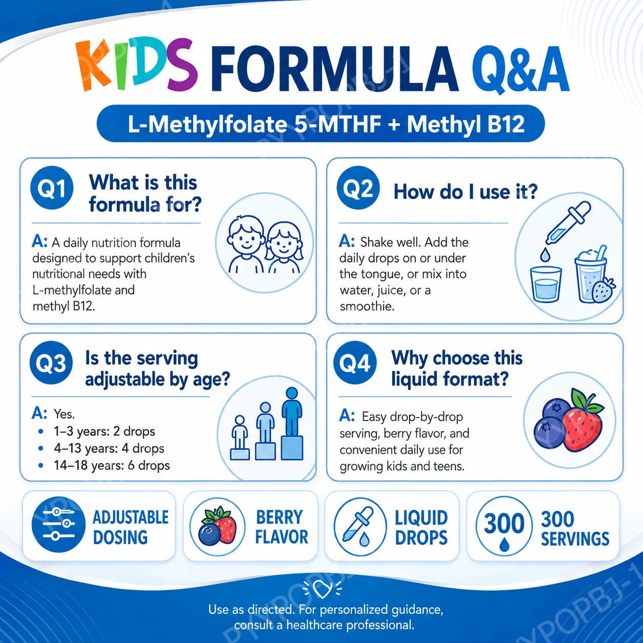 Kids L-Methylfolate Liquid Drops | Vegan Active Folate Support