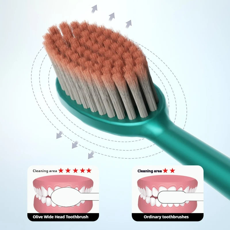 Large Head Wide Toothbrush Set | Deep Cleaning Adult Toothbrushes