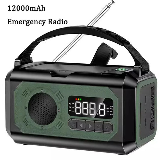 12000mAh Solar Hand Crank Emergency Weather Radio & Flashlight
