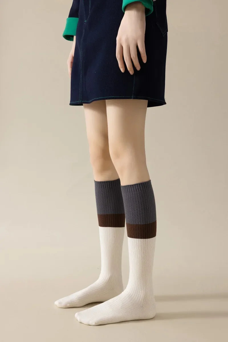 Women's Cotton Color Matching Knee Socks | Fashion-Forward Style