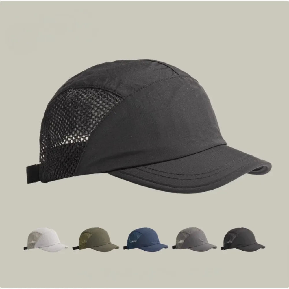 Unisex Vintage Short Brim Nylon Mesh Baseball Cap for Outdoor Activities