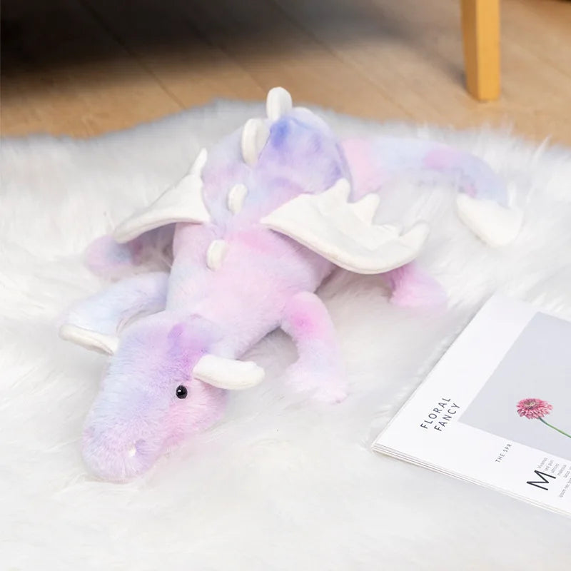 Kawaii Colorful Lying Dragon Plush Toy | Cute Bedside Pillow