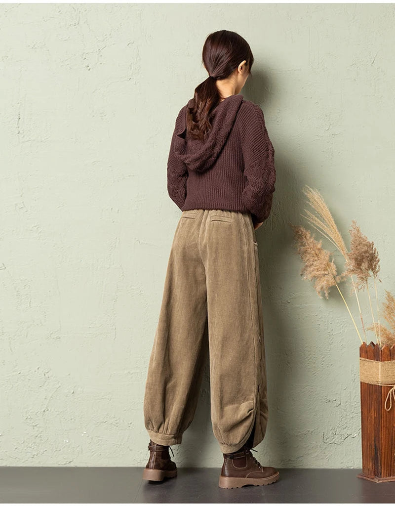 Women’s Warm Corduroy Harem Trousers | Casual Streetwear Pants 2026