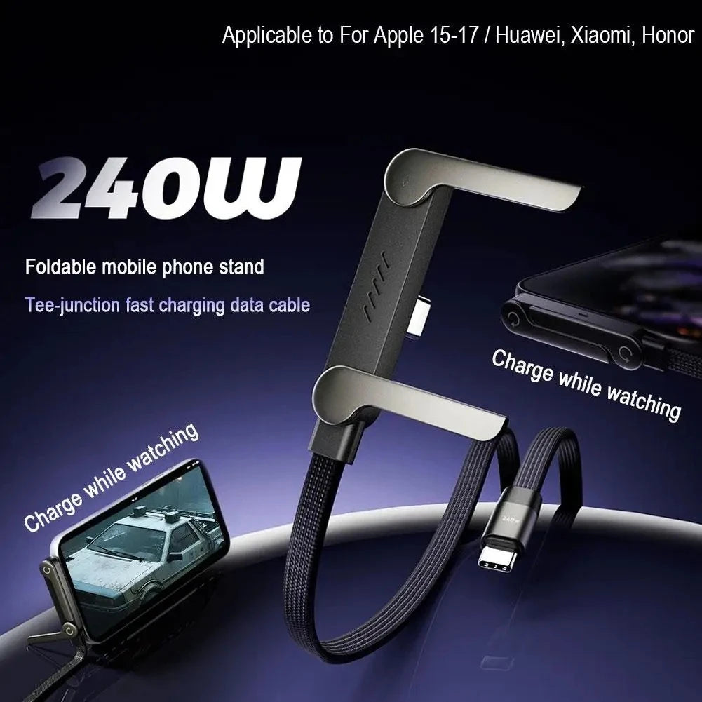 240W Fast Charging Type-C Cable with Phone Stand | Durable & Versatile