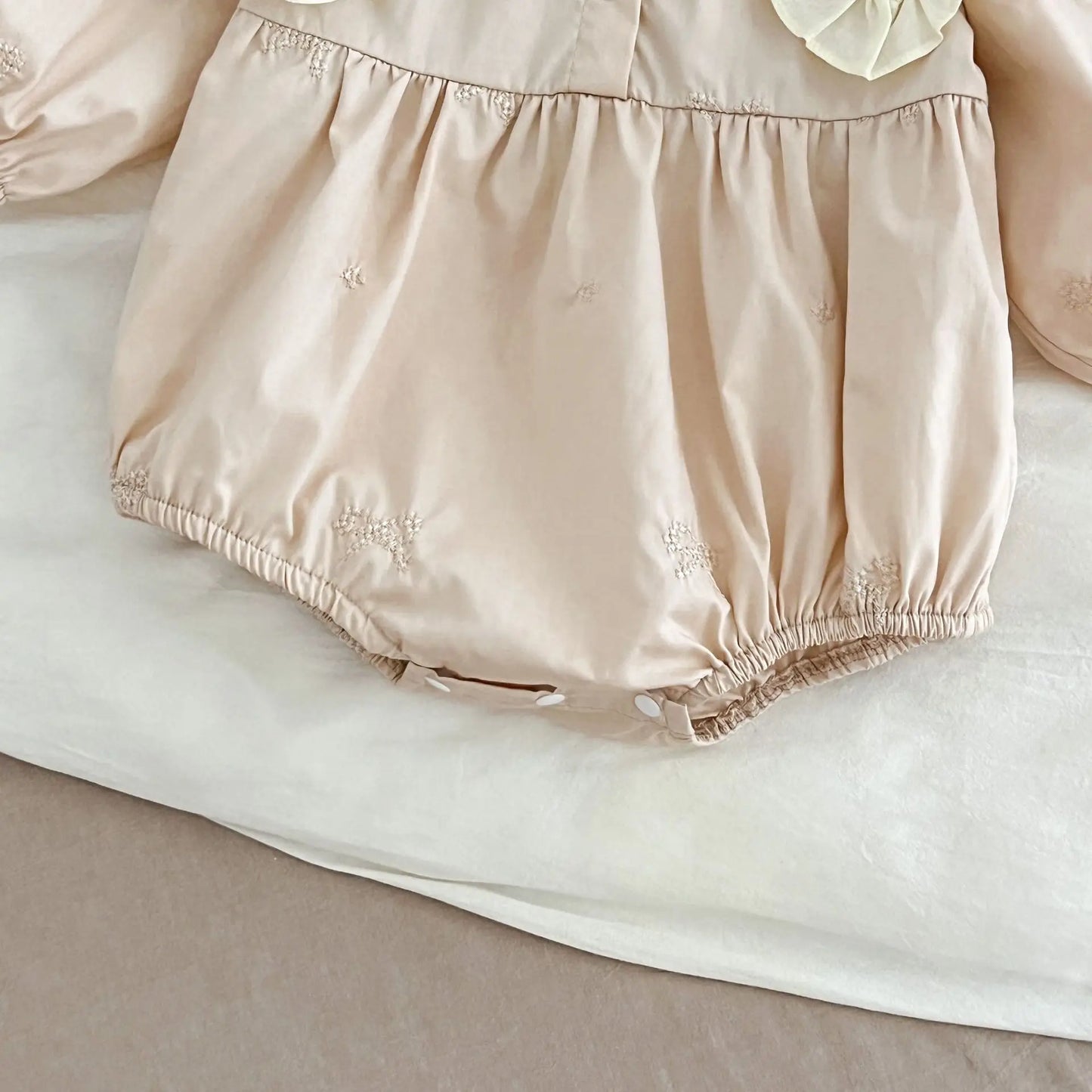 Cute Baby Girls Bow Lace Embroidery Bodysuit & Dress Set