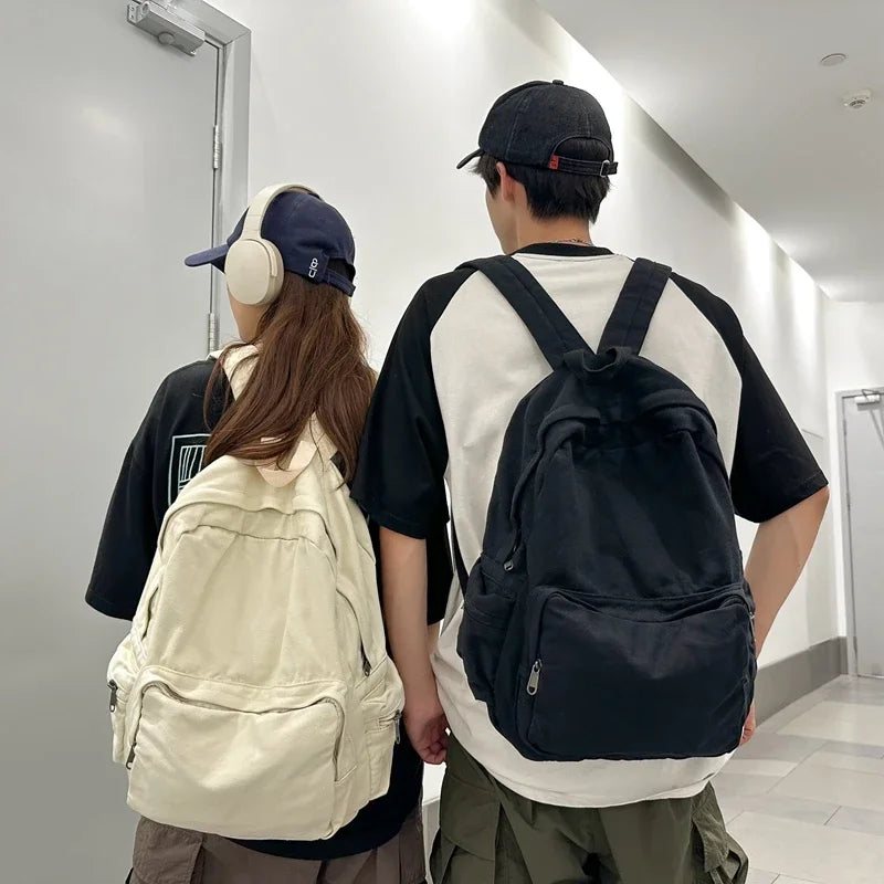Vintage Washed Canvas Backpack | Stylish School & Travel Bag