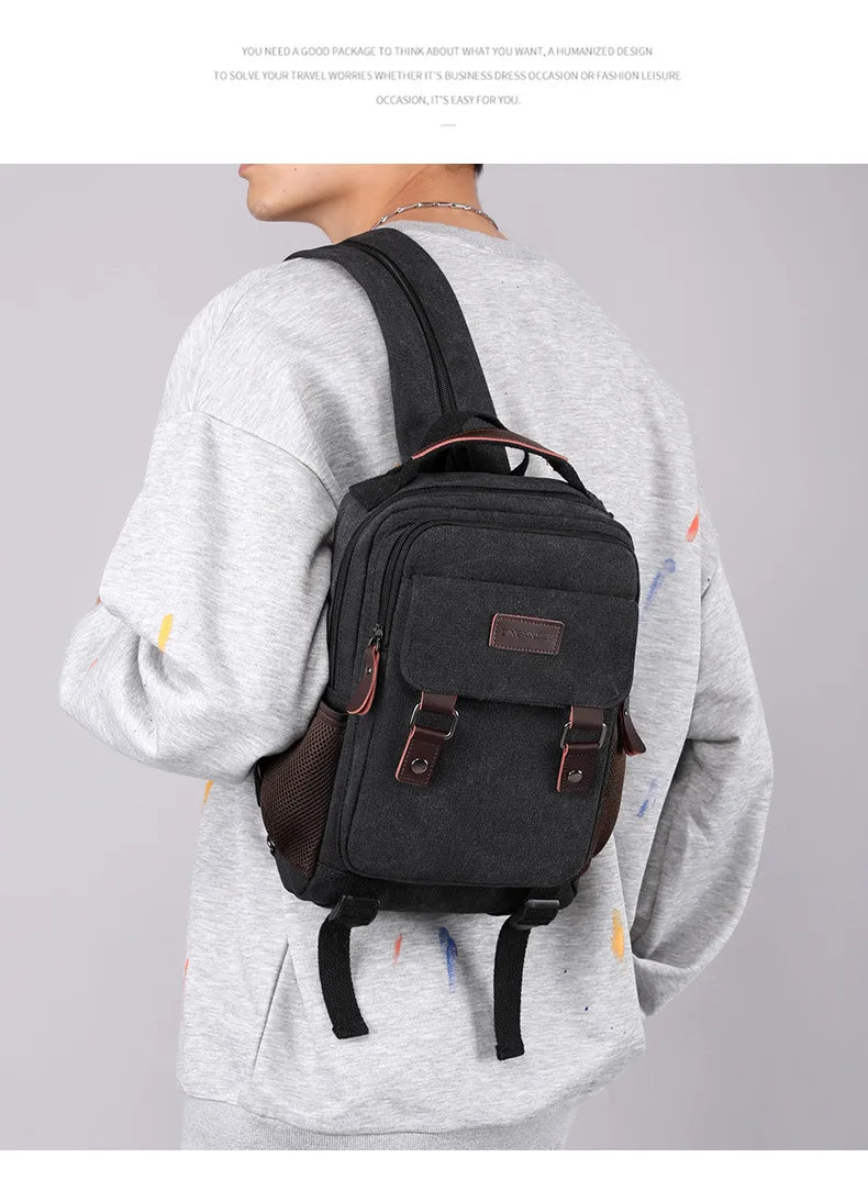 Multifunctional Canvas Chest Bag | Sleek Travel Companion