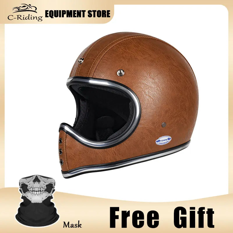 Yellow Vintage Full Face Helmet with Photochromic Goggles | Safety & Style