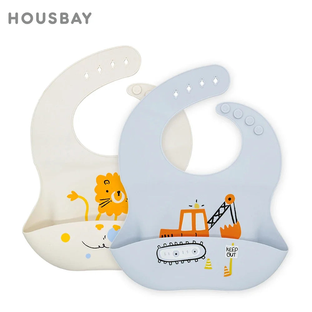 Adjustable Waterproof Silicone Baby Feeding Bibs for Kids