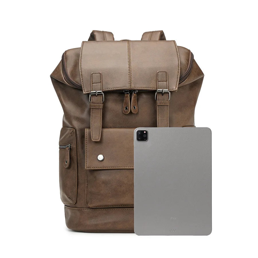 Vintage Luxury PU Leather Backpack | Large Capacity Laptop Bag