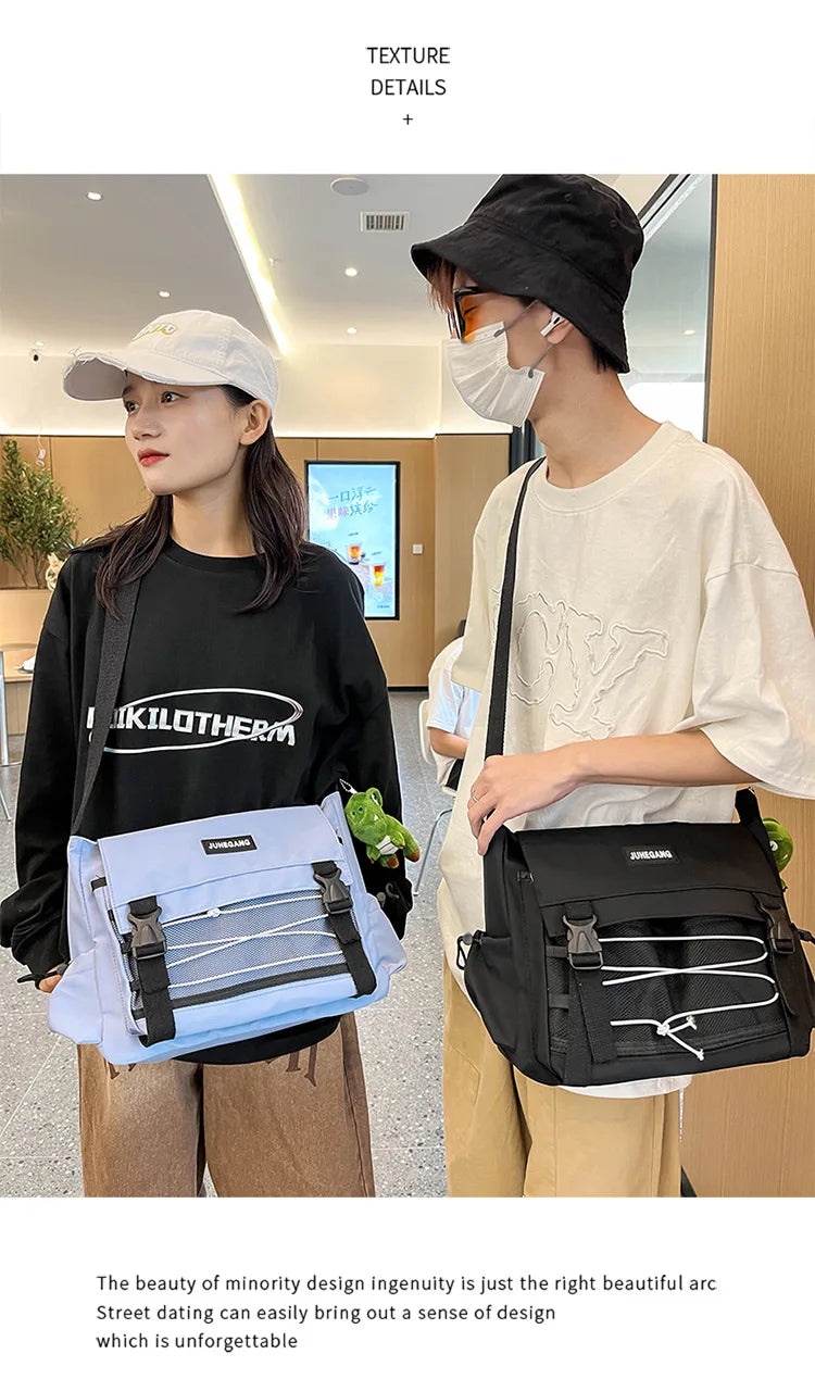 Bolso cruzado de nailon elegante para adolescentes | Bandolera multibolsillos