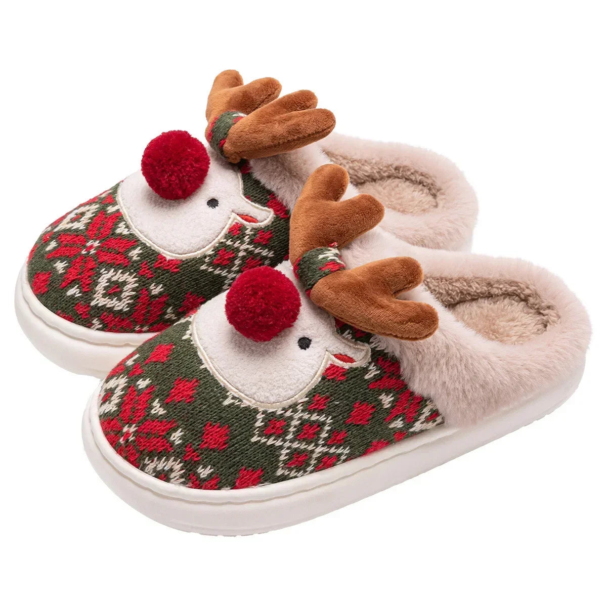 Cozy Winter Cartoon Deer Plush Slippers | Warm Indoor House Shoes