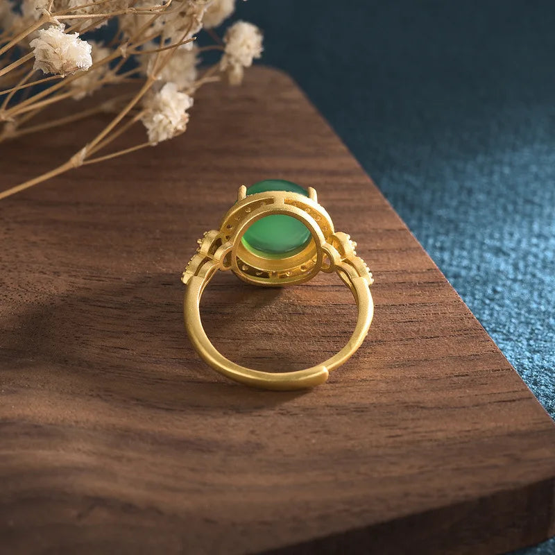 Adjustable Geometric Jade Ring for Women | Vintage Jewelry Gift