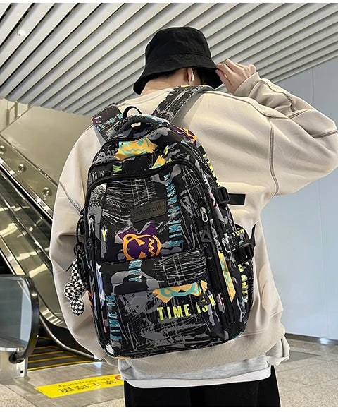 Trendy Personalized Graffiti Japanese Backpack | Large Capacity Book Bag