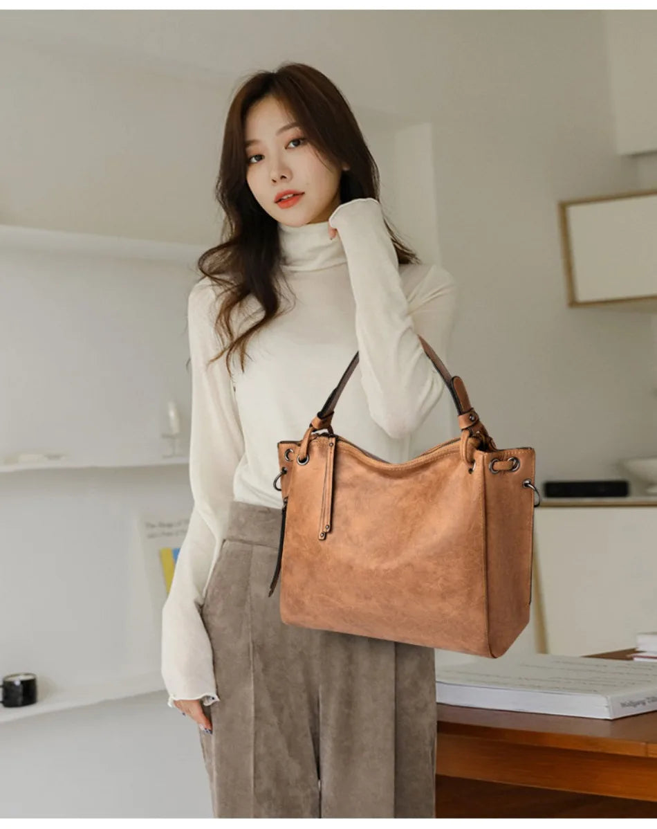 Stylish Large Capacity PU Leather Handbags for Women