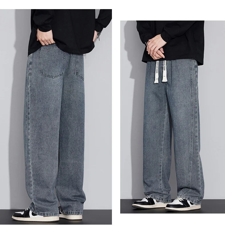 Men's Distressed Wide Leg Jeans | Casual Autumn Winter Style