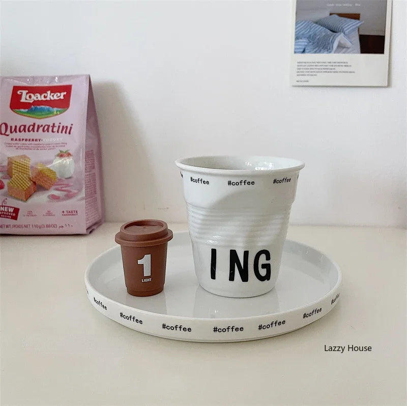 Elegant Korean Style Ceramic Coffee Mug | Nordic Design Tumbler