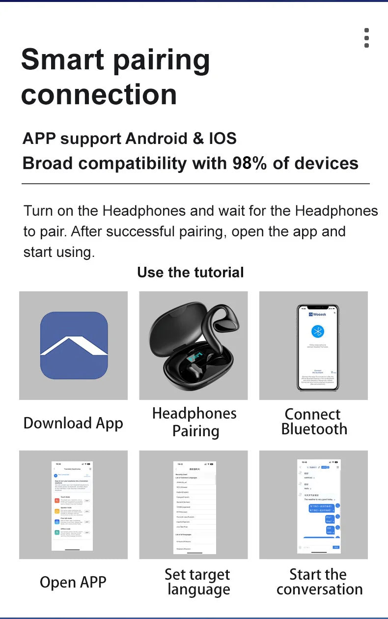 Wireless Language Translator Earbuds | High Accuracy & 144 Languages