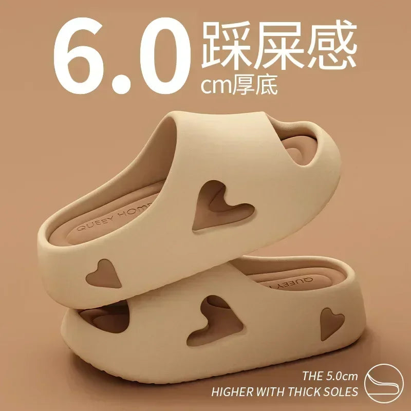 Women's Heart Platform Cloud Slippers | Soft Indoor & Outdoor Sandals