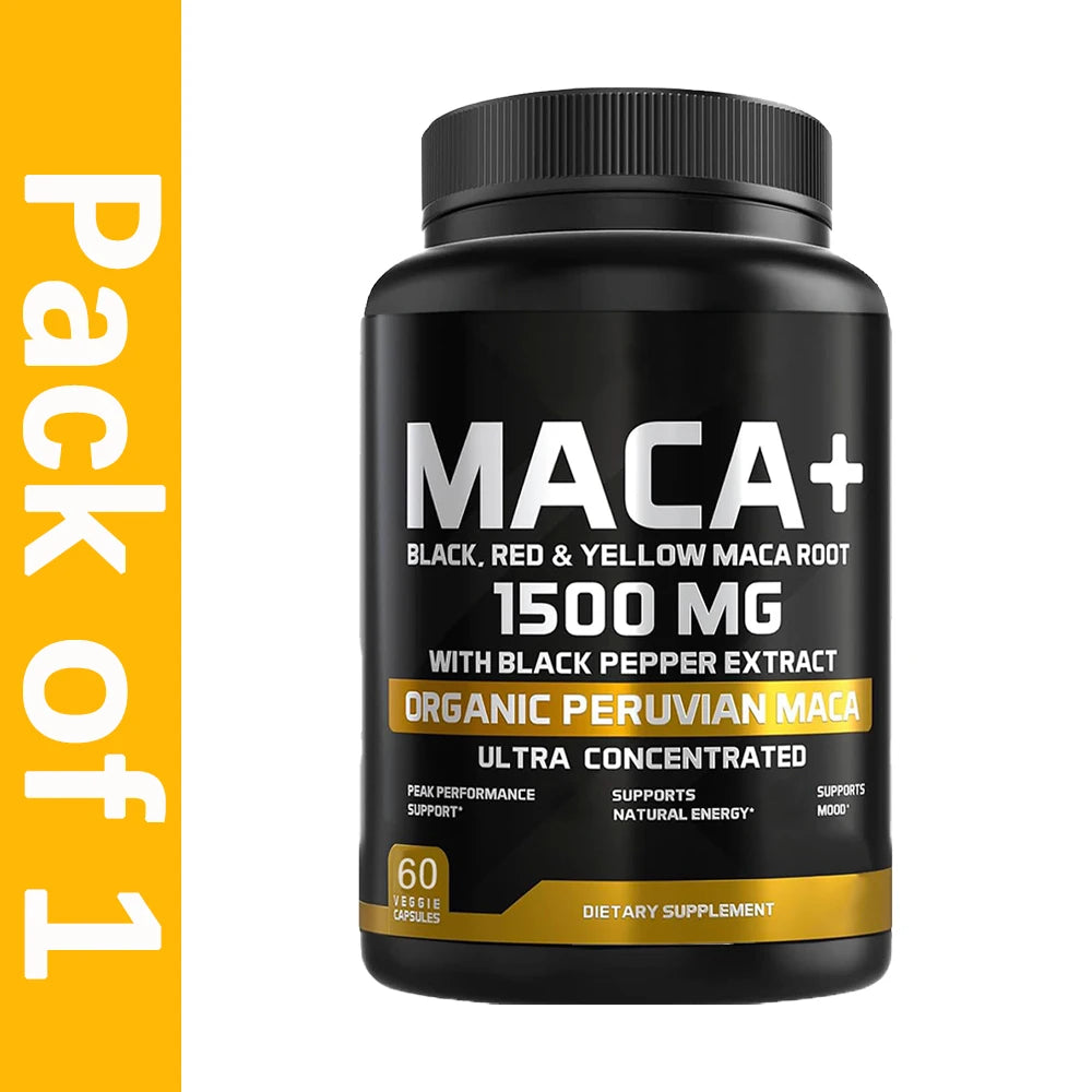 1500mg Organic Maca Root Capsules - Energy & Mood Support