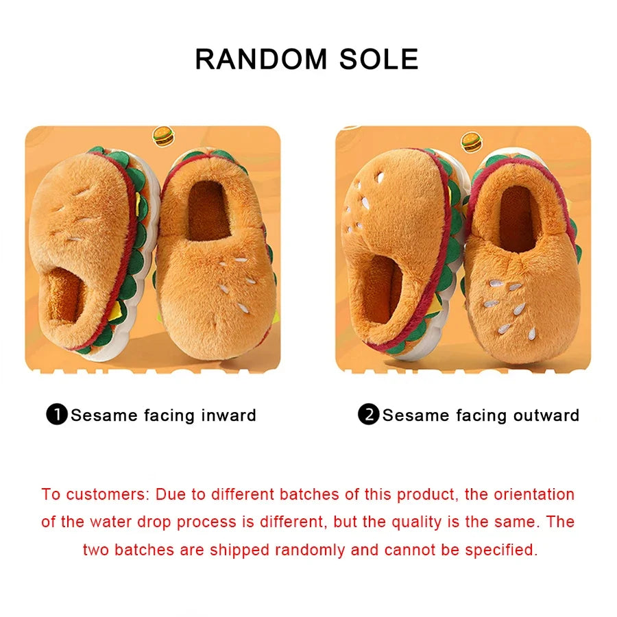 Funny Hamburger Plush Slippers | Cozy 3D Cartoon Slides for All