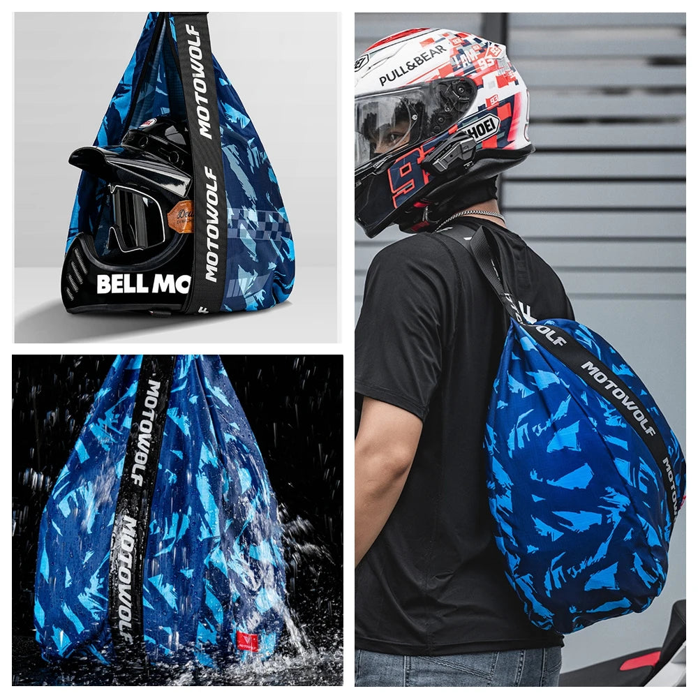 Water-Repellent Motorcycle Helmet Backpack for Cycling and Travel