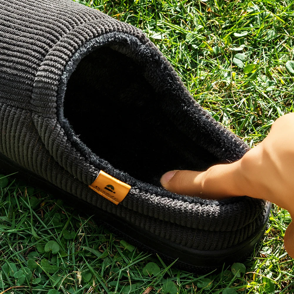 Men's Memory Foam Winter Slippers | Cozy Striped Indoor Shoes