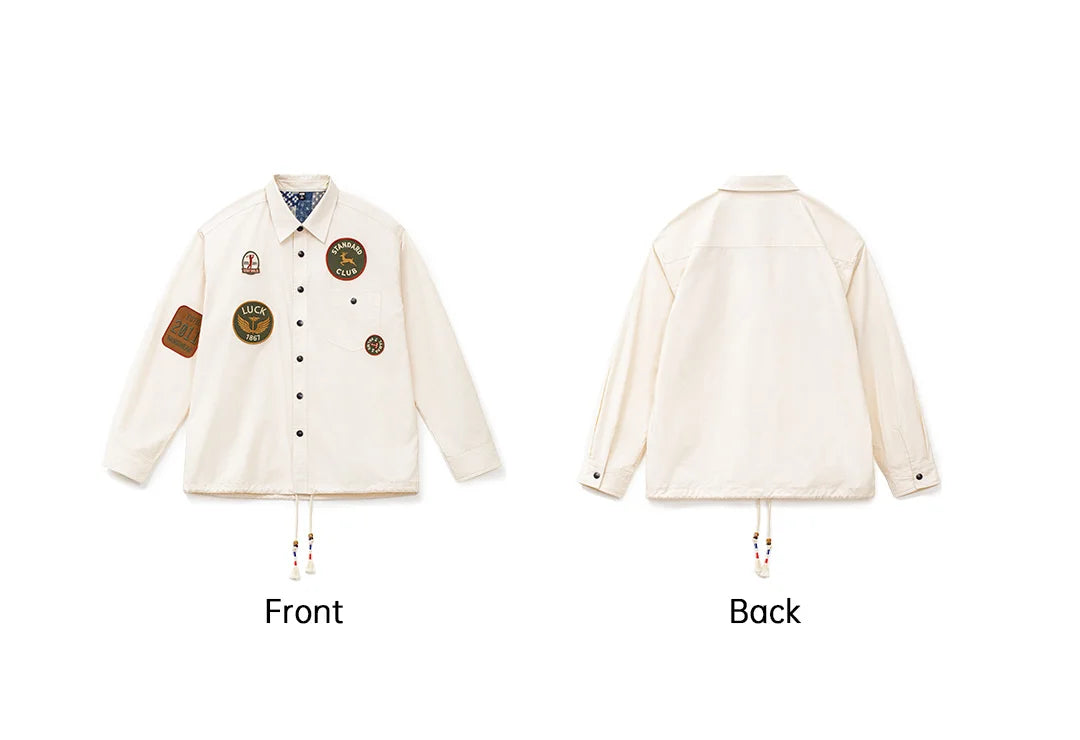 Men's Vintage Patch Embroidery Long Sleeved Shirt | Casual Style