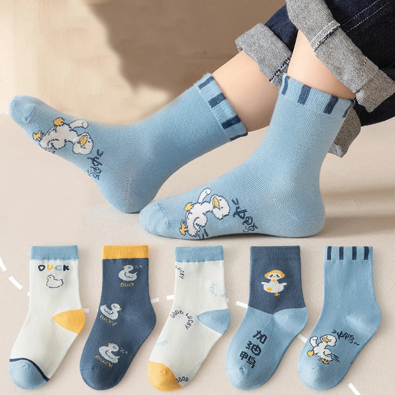 Kids Cartoon Duck Mid Tube Socks | Soft & Fun Socks for Boys
