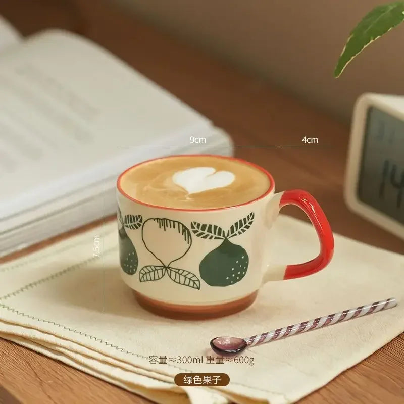 300ml Japanese Flower Ceramic Mug Set | Retro Drinkware for All Occasions
