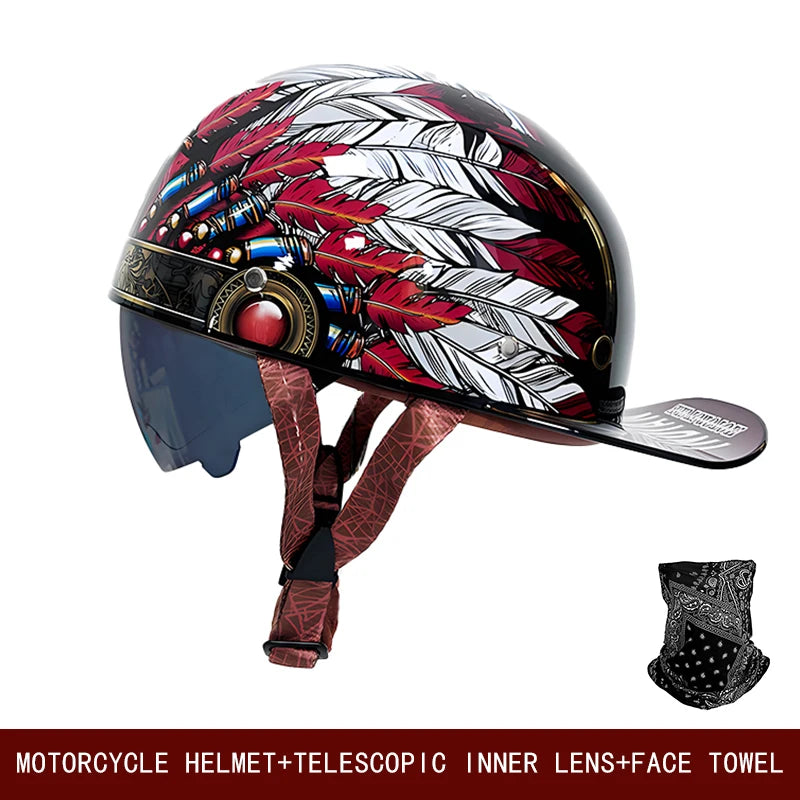 Universal Retro Motorcycle Helmet | Stylish Summer Half Helmet