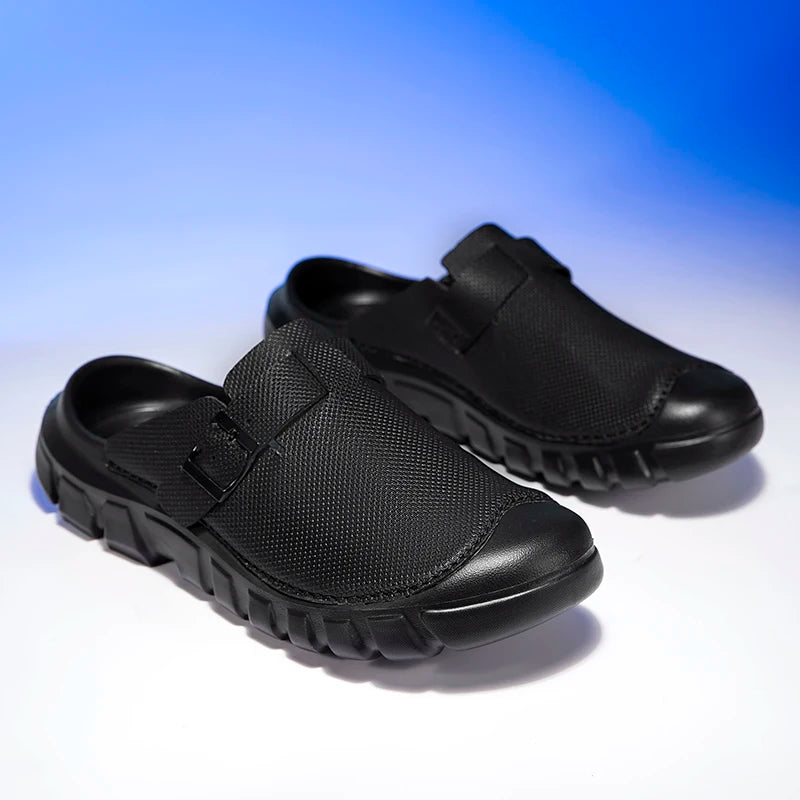 Summer Mens Casual Shoes Mesh Breathable Half Slippers Fashion Walking Sneakers Handmade Male Sandals Lightweight Non-slip Clogs