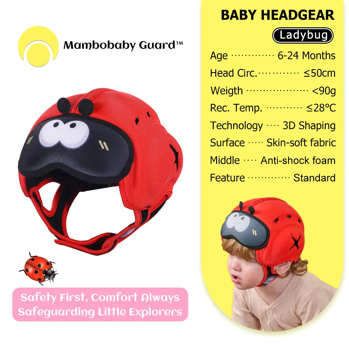 Cute Ladybug Baby Helmet | Safe Anti-Shock Headgear for Infants