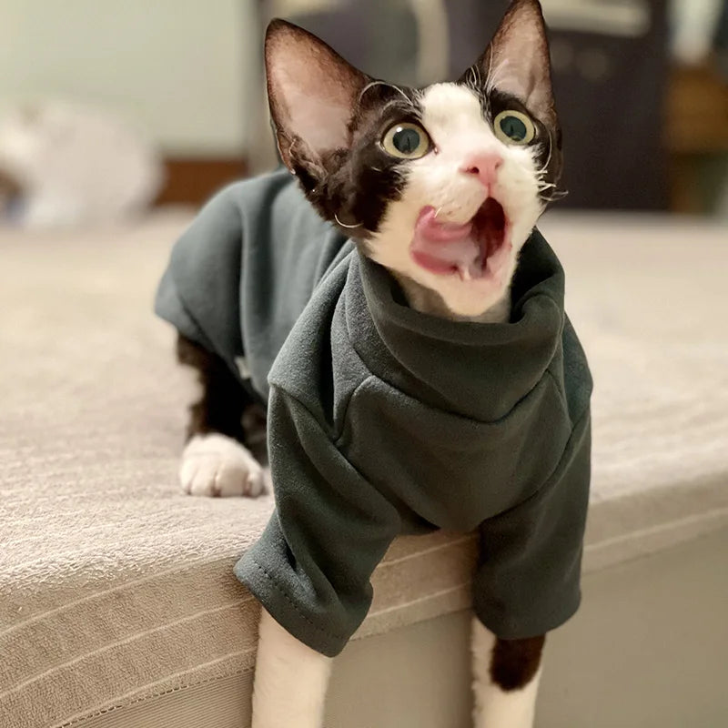 Ropa de algodón cómoda para gatos sin pelo y perros pequeños | Moda de invierno