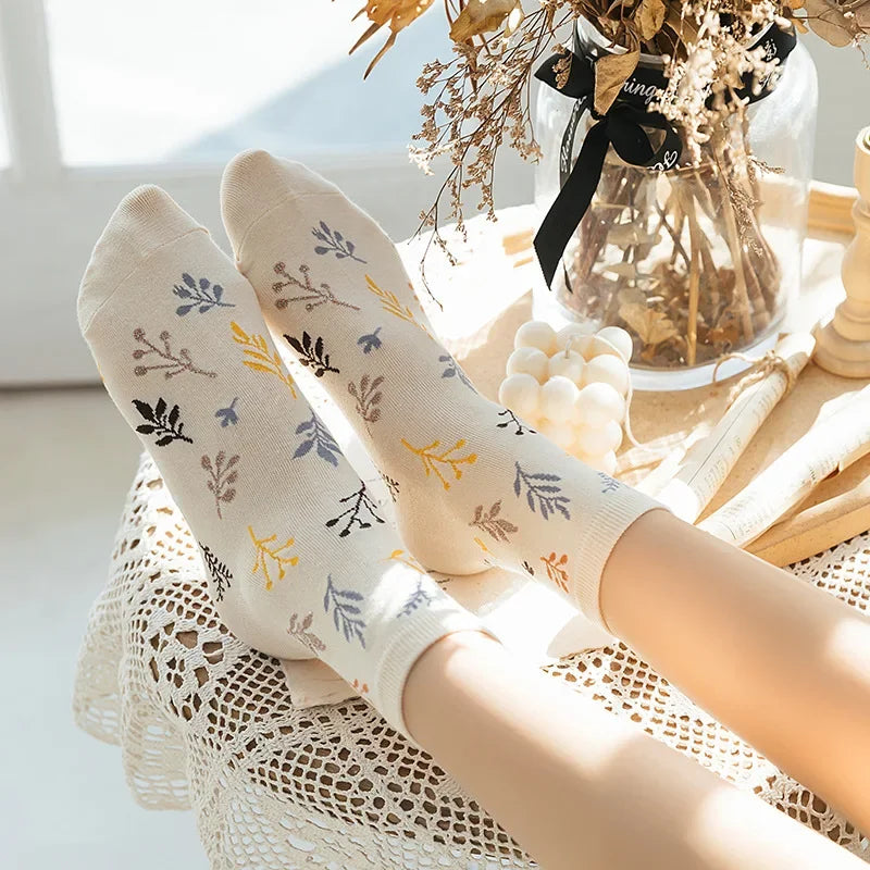 Cotton Embroidery Print Socks for Women | Vintage Harajuku Style