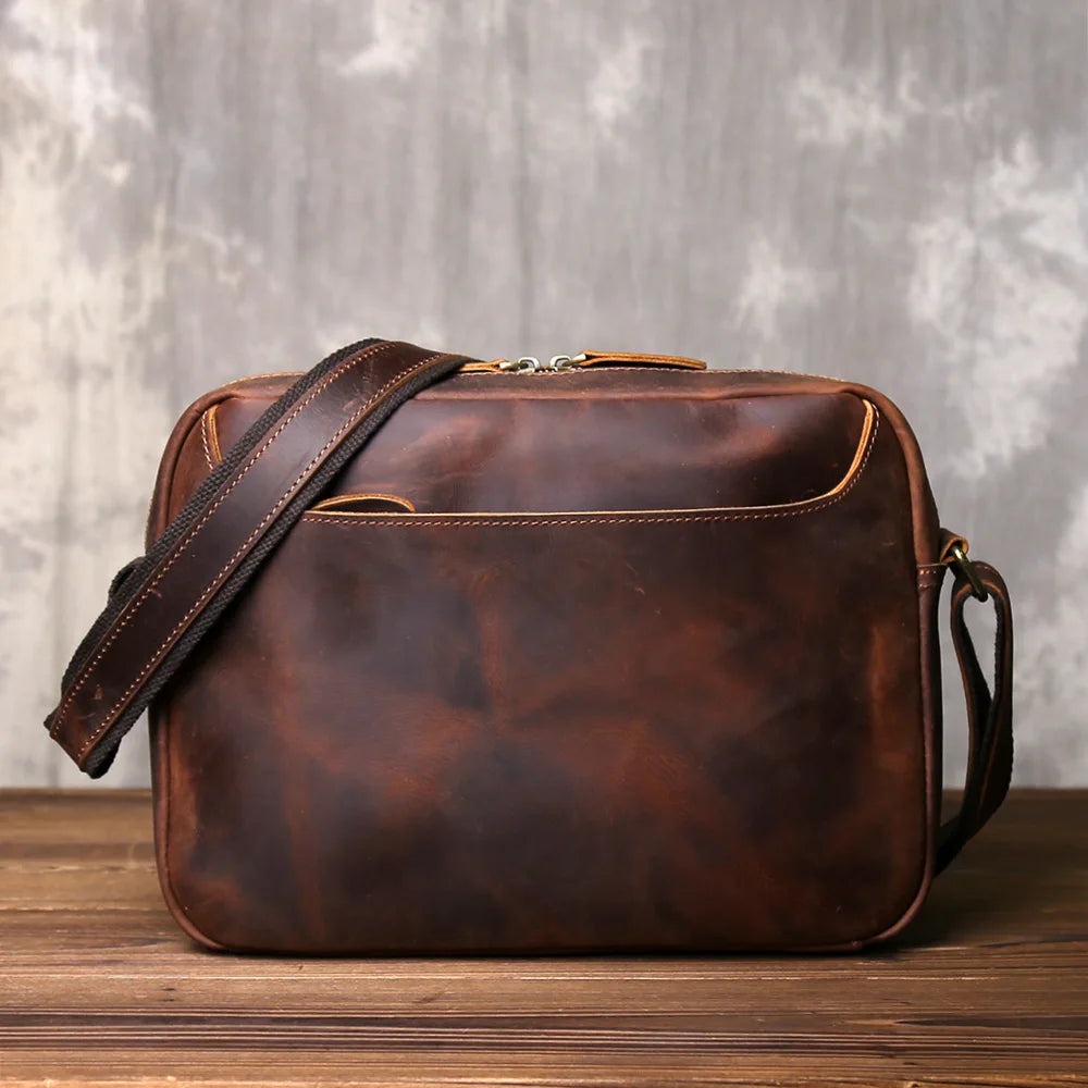 Retro Handcrafted Leather Men's Crossbody Bag | Versatile Fashion