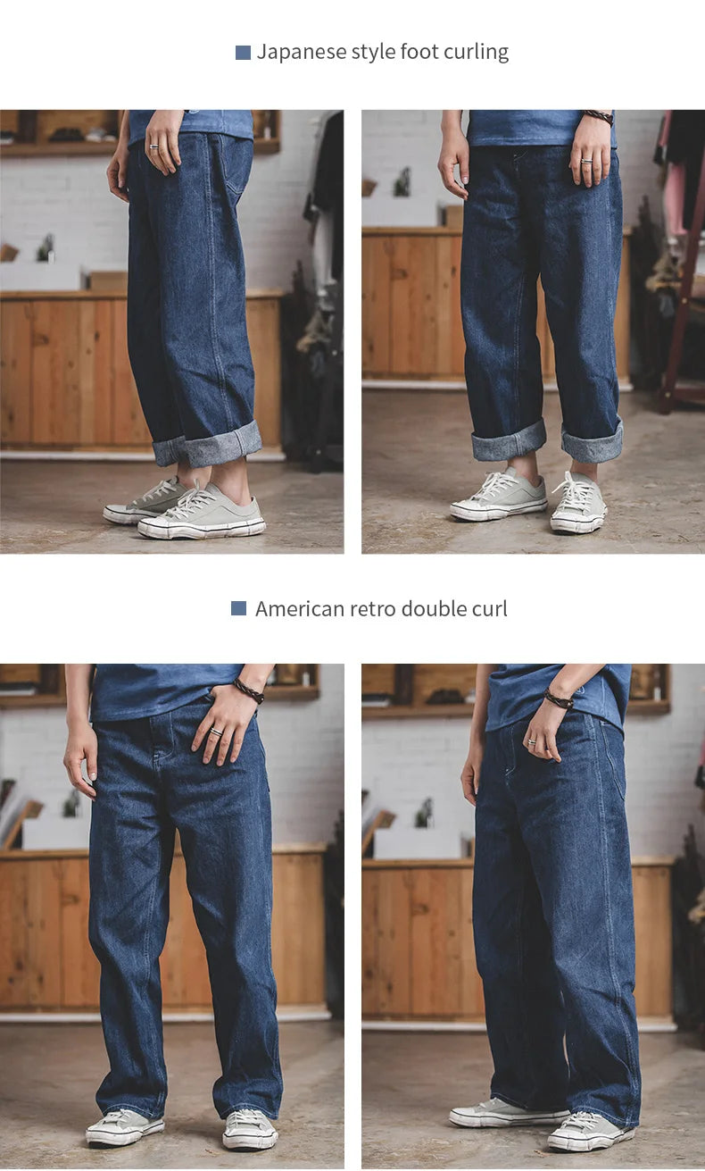 Men's Retro Wide Leg Denim Pants | Oversize Loose Fitting Style