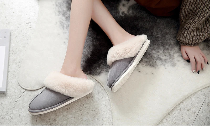 Women's Luxury Faux Suede Plush Slippers | Cozy Winter House Shoes