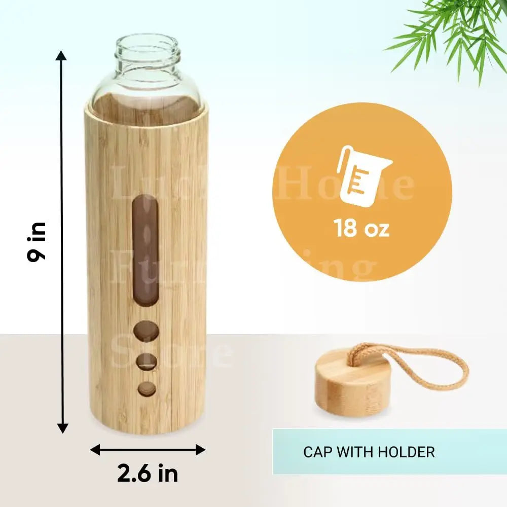 Eco-Friendly Borosilicate Glass Water Bottle with Bamboo Sleeve
