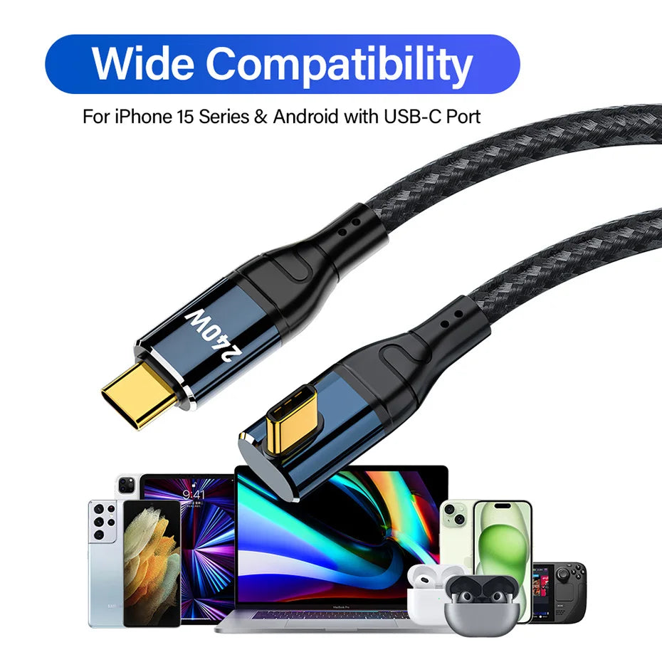 240W USB Type C Fast Charge Cable | Compatible with Phones & Laptops