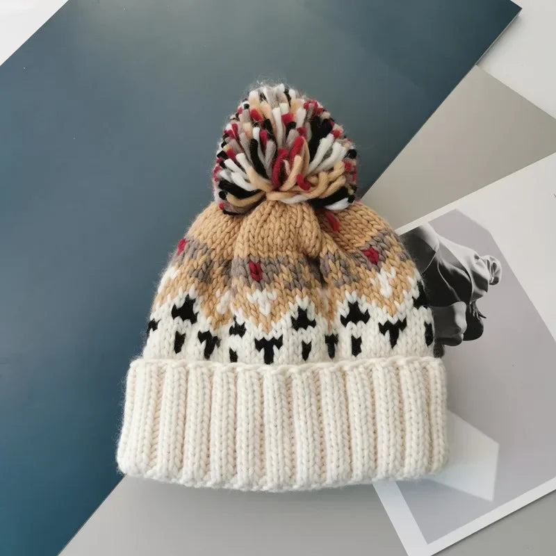 Unisex Fur Pompom Beanie Hat | Cozy Warm Knit Winter Cap