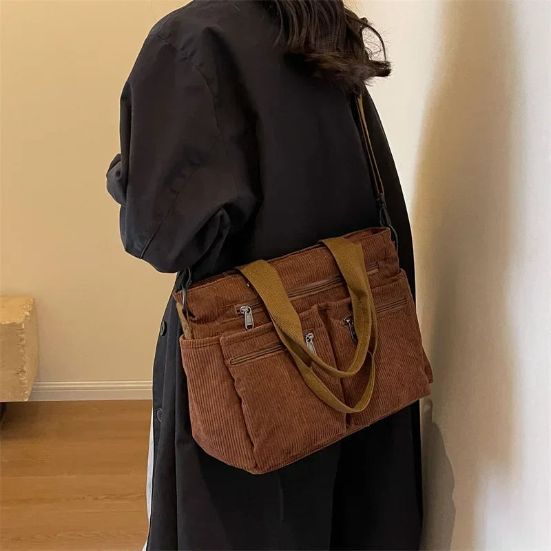 Large Capacity Casual Corduroy Messenger Bag | Versatile Tote for All