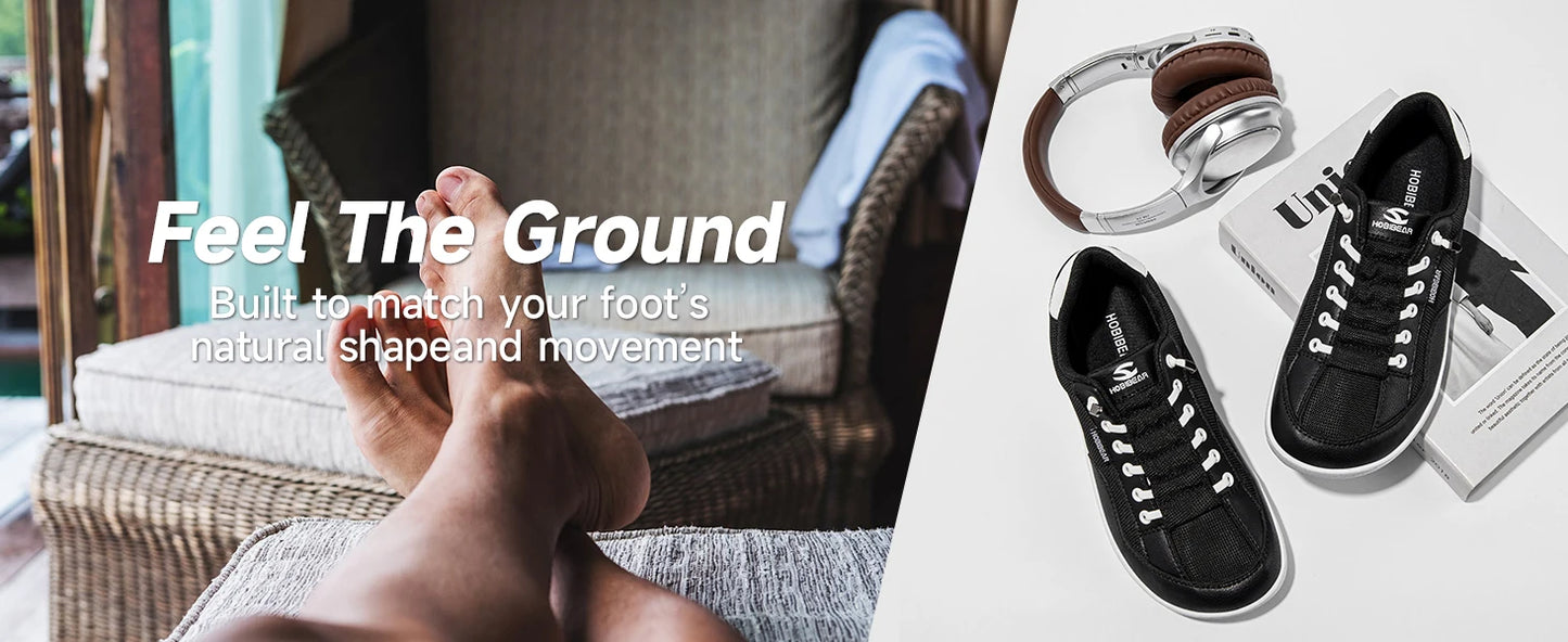 Wide Toe Box Barefoot Sneakers | Comfortable Zero Drop Slip-On Shoes