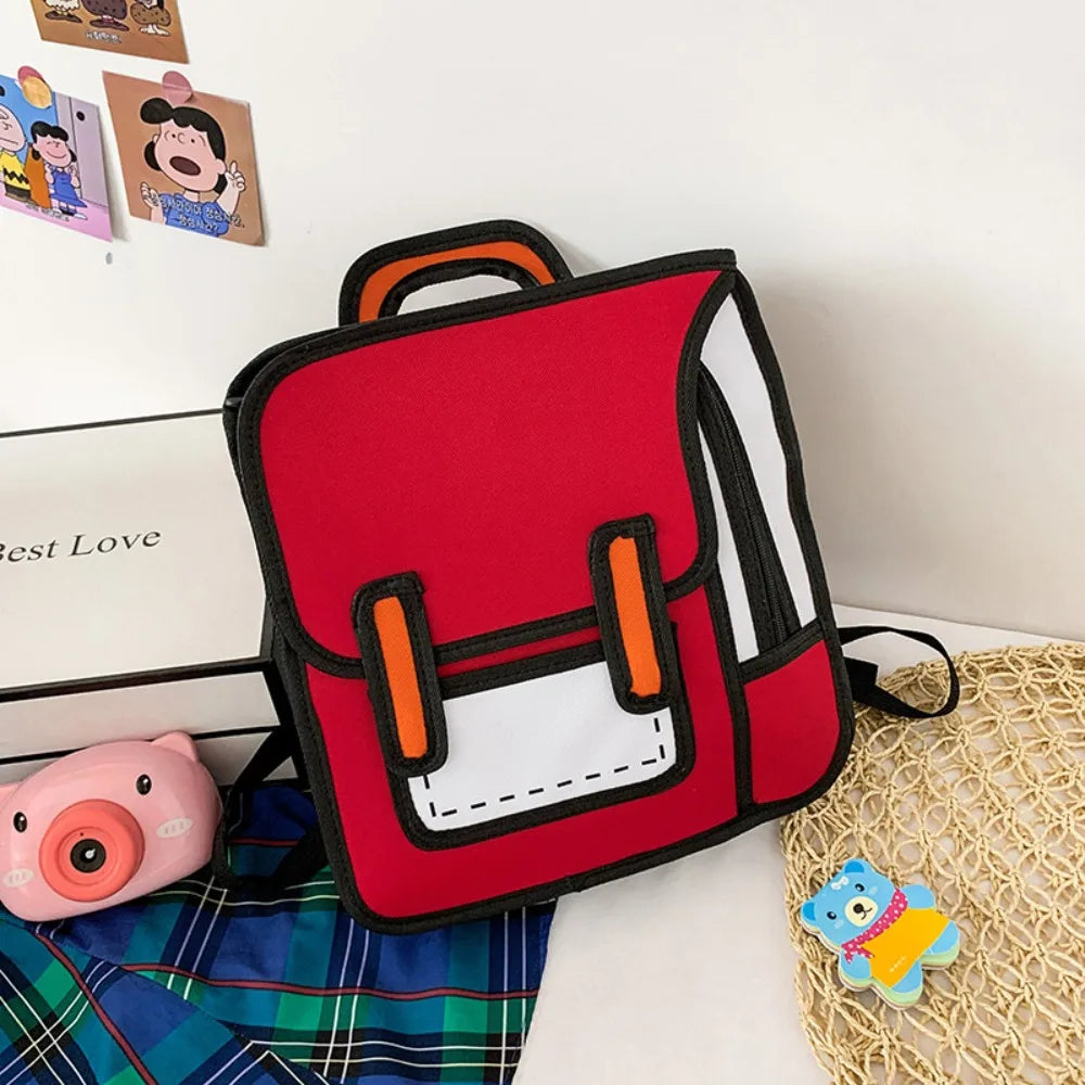 Trendy 2D Comic Print Student Schoolbag | Adjustable Large Capacity Backpack